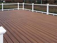 <b>Trex Deck with white washington railing and black aluminum balusters</b>